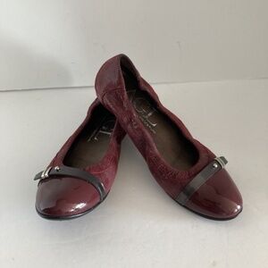 AGL Monika Leather Ballet Flats Women’s 37 US 7 Burgundy Cap Toe EUC